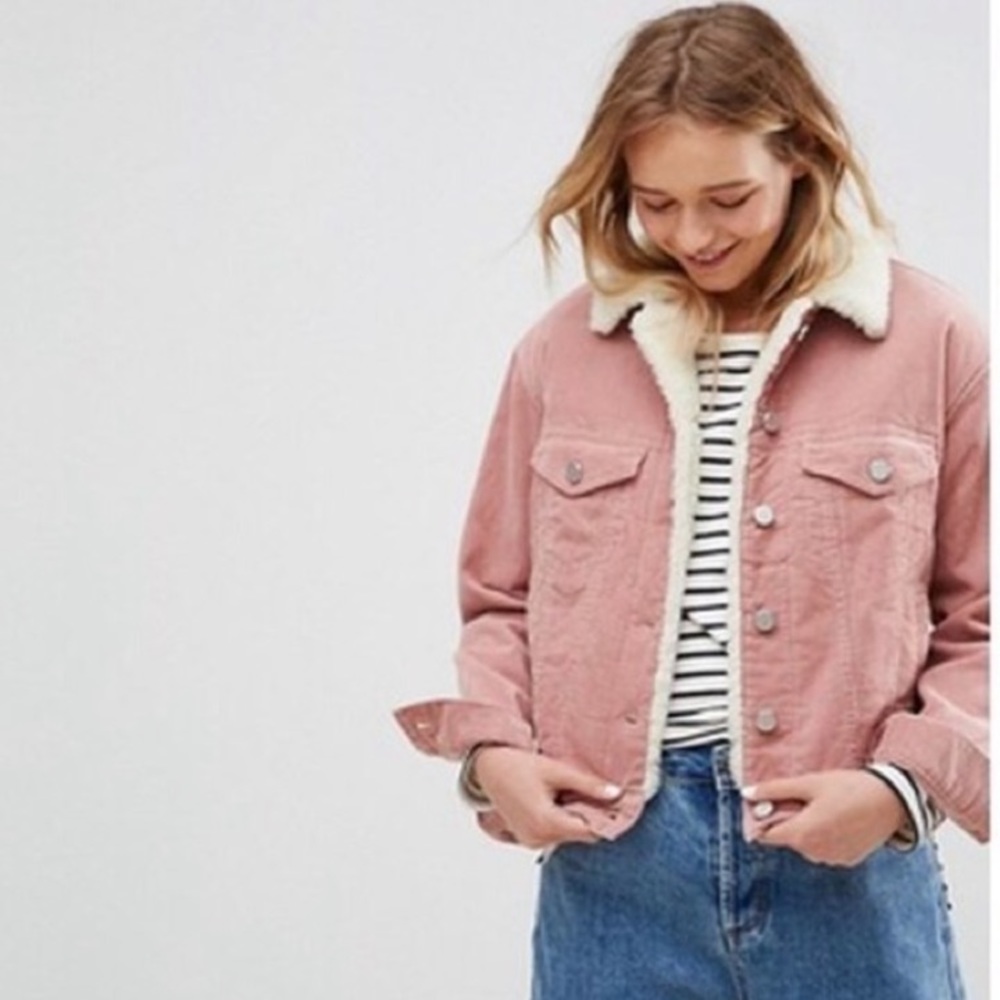 Mauve Fuzzy Corduroy Jacket